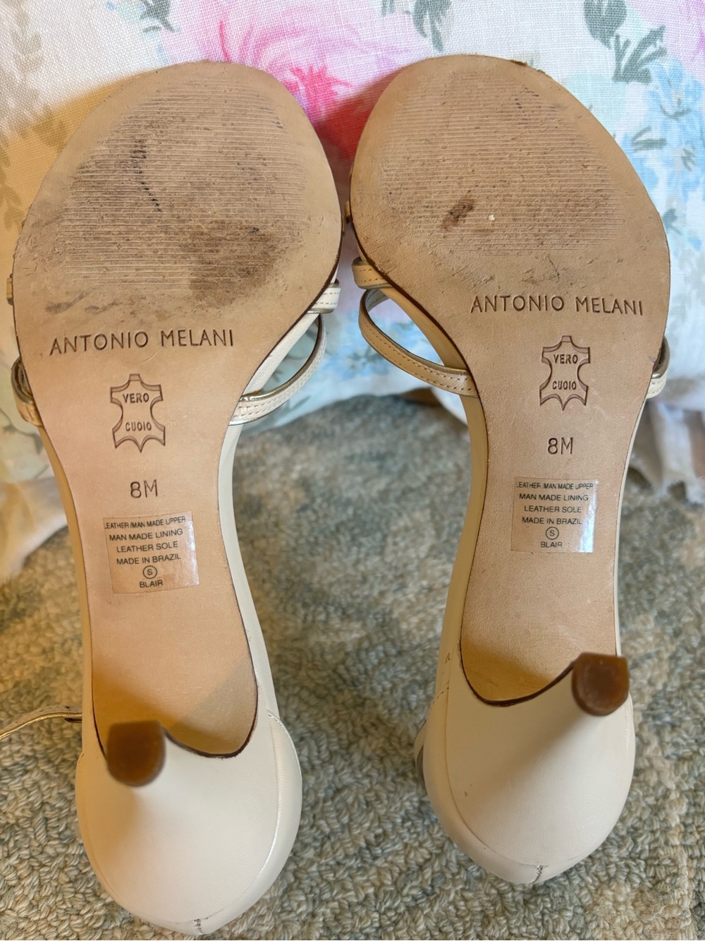 ANTONIO MELANI BLAIR Size 8 Strappy Heel Heels Cream Ivory Gorgeous! EUC - Picture 5 of 6